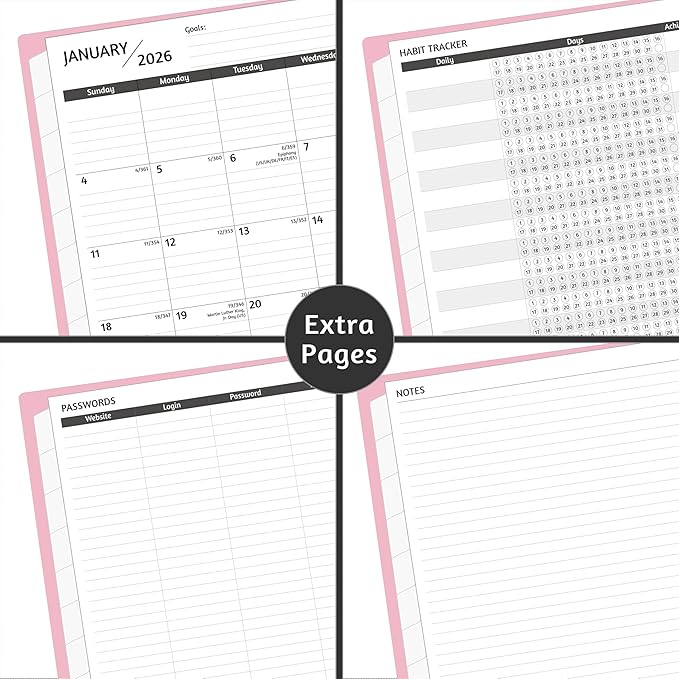 Monthly Planner 2026-2028, 36 Months Calendar Planner 2026-2028 from Jan 2026 – Dec 2028, 8.5'' x 11'' with Ruled Spread, Flexible Cover, Spiral Wirebound, Pocket, Coated Tabs, Notes ＆ Habit Tracker