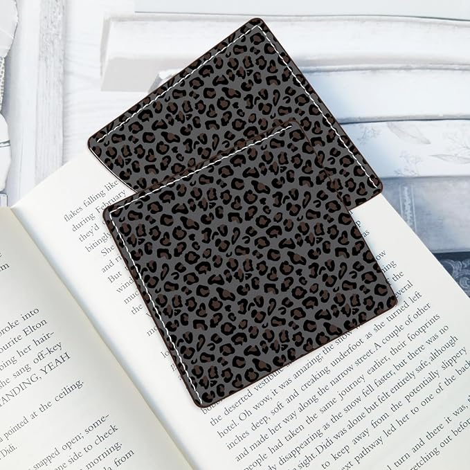2 Pack Leopard Print Leather Book Corner Bookmark, Durable Handmade Reading Accessories - Gifts for Readers, Women, Men, Teachers, Students