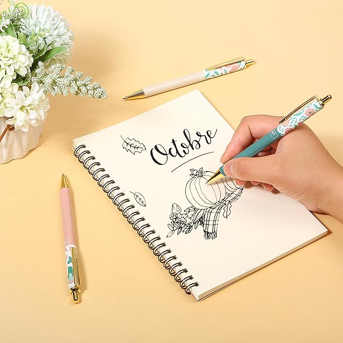Mr. Pen- Luxury Floral Pen Set, 3 pcs, Black Ink Ballpoint Pens, Floral Pen, Fancy Pens for Women, Cute Pens for Journaling, Valentine Gift