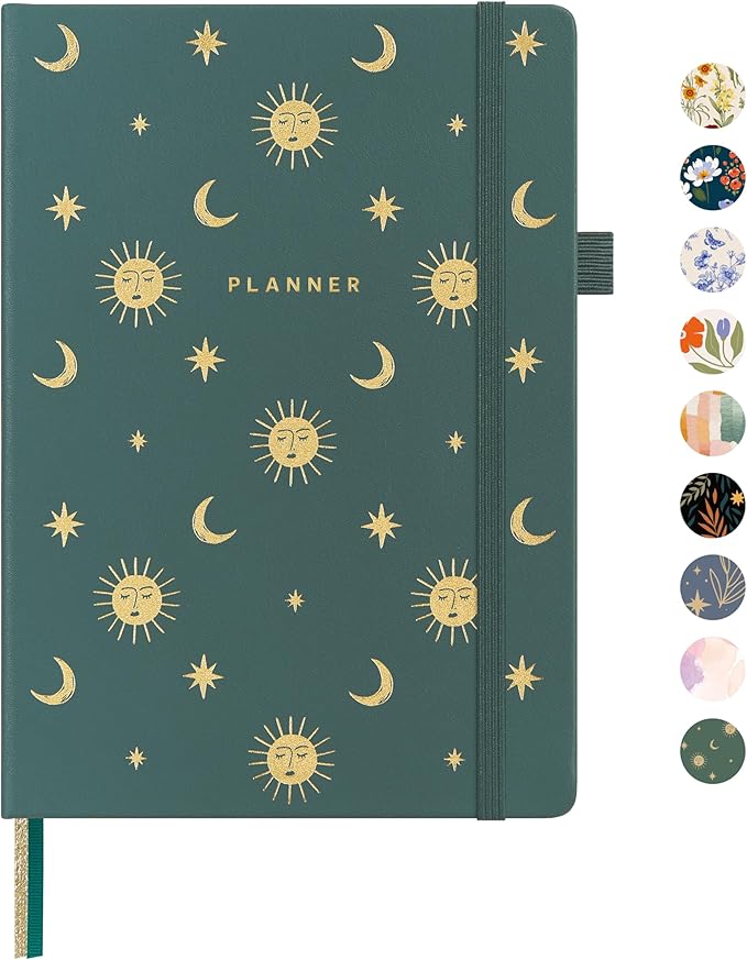 And Per Se Undated Planner – A5 Weekly & Monthly Goal Planner for 72 Weeks (1.5 Years) – Hardcover with Monthly Tab Stickers, Back Pocket & Habit Tracking (Celestial Green)