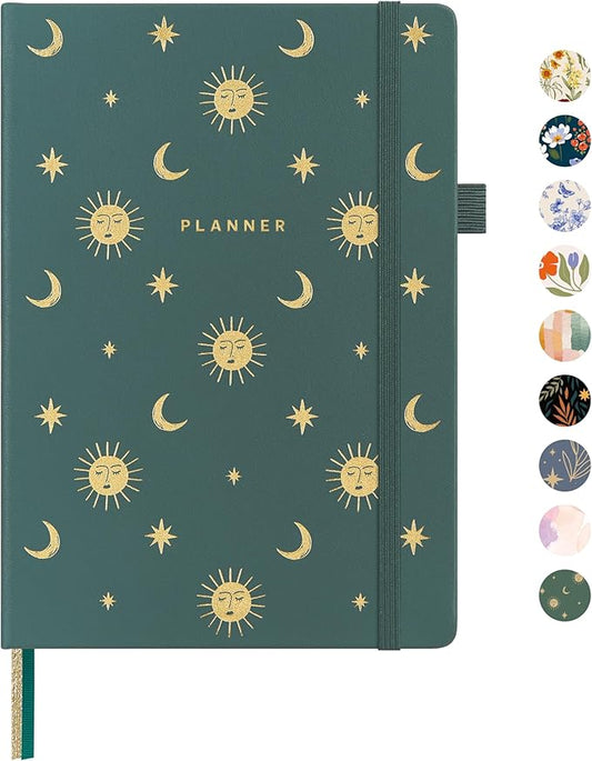And Per Se Undated Planner – A5 Weekly & Monthly Goal Planner for 72 Weeks (1.5 Years) – Hardcover with Monthly Tab Stickers, Back Pocket & Habit Tracking (Celestial Green)