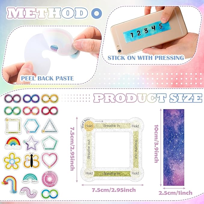 Crtiin 80 Pcs Anxiety Sensory Stickers with Inspirational Quotes Calm Textured Relief Mental Health Stickers Office Adhesive Sensory Tape Anti Stress for Adults(Fresh)