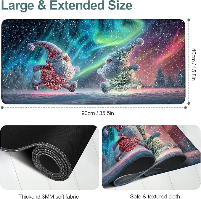Christmas Santa Claus Dancing Gaming Mouse Pad – 35.4 x 15.7 Inch Extra Large Extended Desk Mat for Gaming & Office