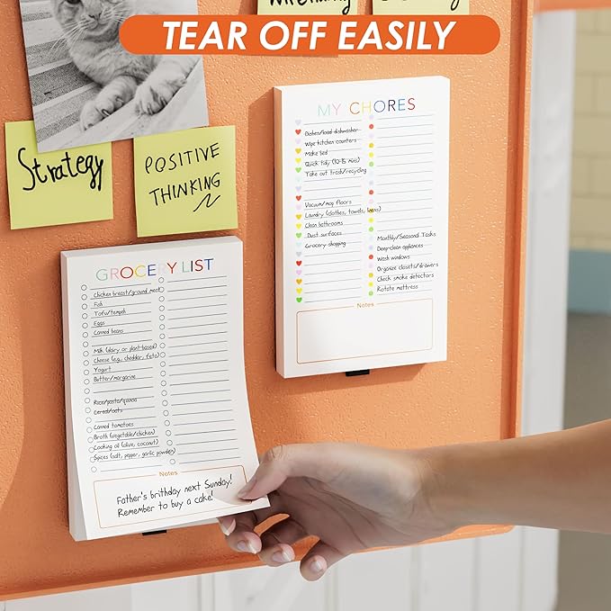 3 Pack Magnetic Grocery List Pad with Full Back Magnet & Pen Holder, Totally 180 Sheets for Fridge, To-Do List and Memo Notepad (4.5x7.5 Inch, Blank)