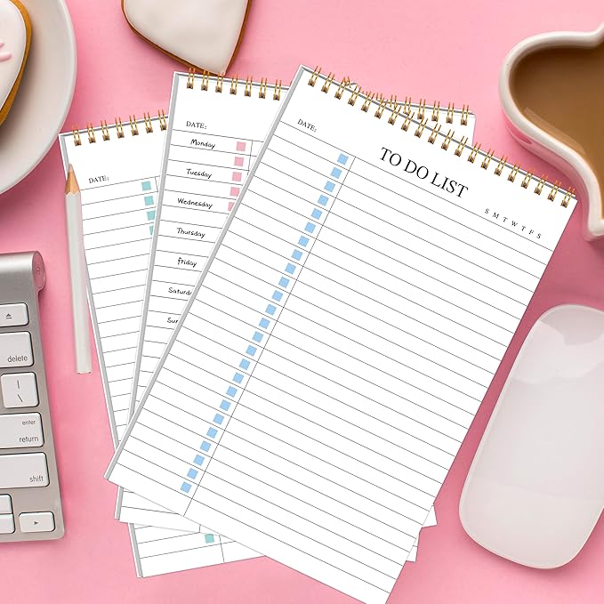 KAICN 3Pcs To Do List Notepad,Undated Daily Planner Notebook With To Do List Notepad,Planner Spiral Checklist for School Office A5 Size