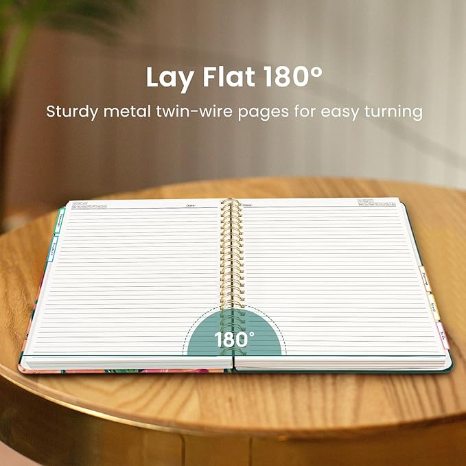 Large Spiral Lined Notebooks for Work with Removable Dividers & Tabs, 8.5"x11" Pretty Hardcover 5 Subject Notebook Journal for Women, College Ruled, Perfect for Study & Office Organization, 280 Pages,Golden Blush
