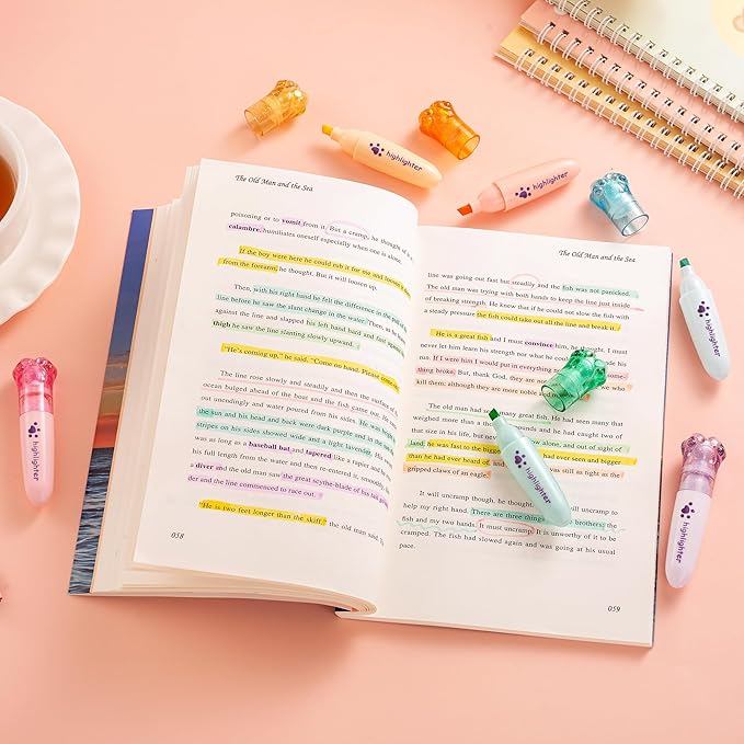 6 Highlighter Marker Pens Chisel Tip, Quick Dry, No Bleed, for Bible Study Notes Office Back to School Supplies
