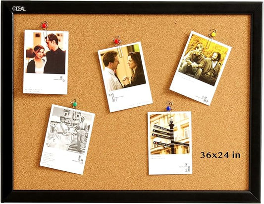 Gideal Cork Board 24 x 36 Inch Bulletin Board, Cork Notice Board 100% Wood Framed Brazil Imported, Mounting Hardware Push Pins Included