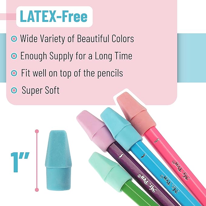 Mr. Pen- Erasers for Pencils, Pencil Top Erasers, Eraser, Pastel Colors, 120 Pack,Latex Free, No Smudge, Mr Pen Erasers for Pencils
