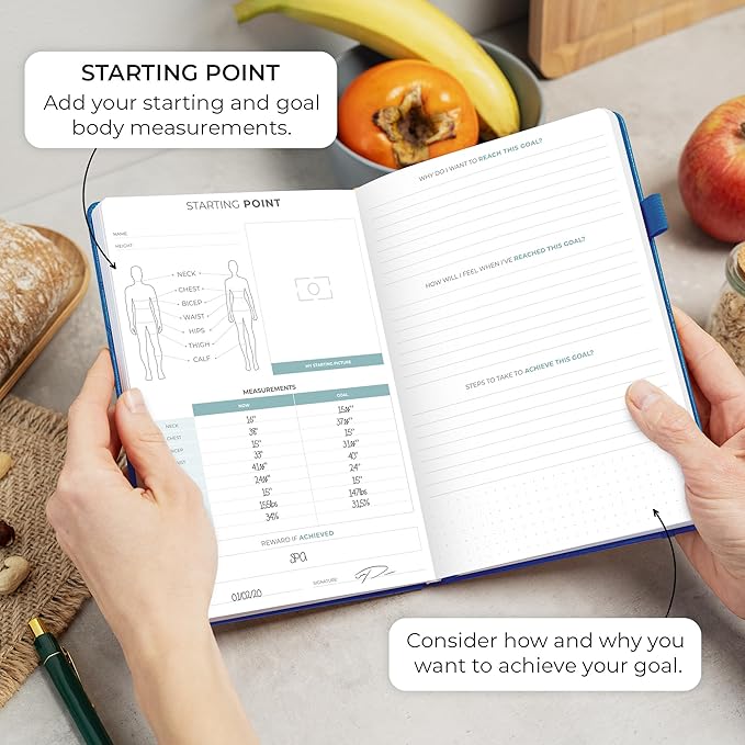 Clever Fox Food Journal - Daily Food Diary, Meal Planner to Track Calories & Nutrients, Weight Tracker Notebook, A5 (Mystic Blue)