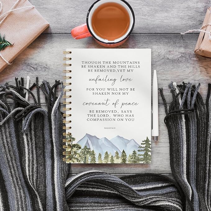 Christian Bible Spiral Notebook Hardcover,Bible Notebooks for Note Taking,Isaiah 54:10,College Ruled Notebook Journal for Writing,Christian Gifts for Women Friend Teens,5.5x8.3