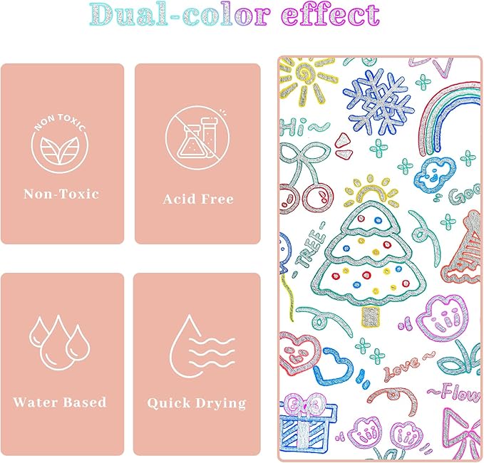 Artecho Outline Markers, 12 Glitter Colors, Christmas Gift, Stocking Stuffers for Teen Girls, Double Line Metallic Markers for Tween Girls Trendy Stuff, Art Stuff Crafts for Teens (Pack of 2)