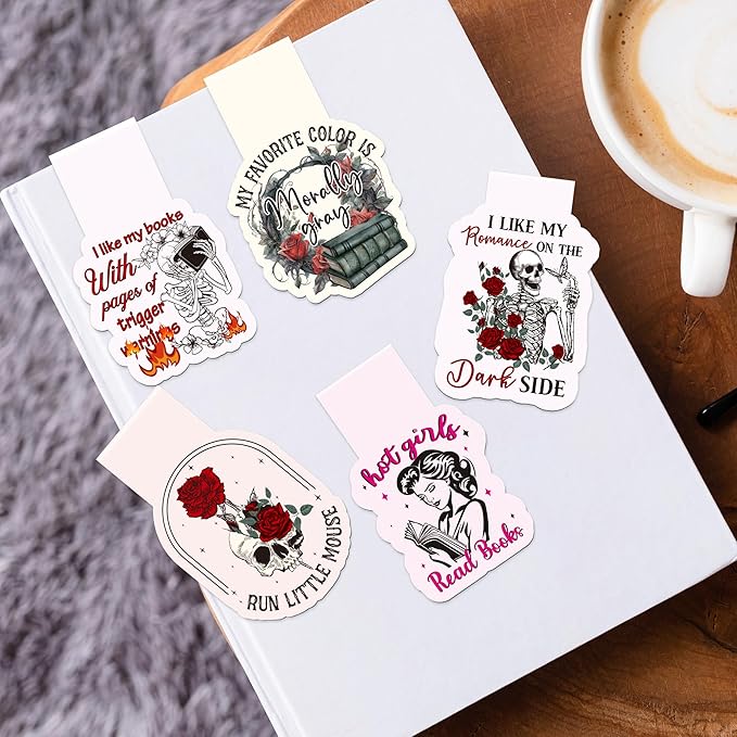 Dark Romance Magnetic Bookmarks, 8 Pcs Gothic Book Lover Gifts for Women, Spicy Magnet Book Mark Clips for Reading, Cute Stationery Gifts for Friends and Book Club Lovers