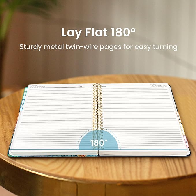 Large Spiral Lined Notebooks for Work with Removable Dividers & Tabs, 8.5"x11" Pretty Hardcover 5 Subject Notebook Journal for Women, College Ruled, Perfect for Study & Office Organization, 280 Pages, Deep Bearingsy