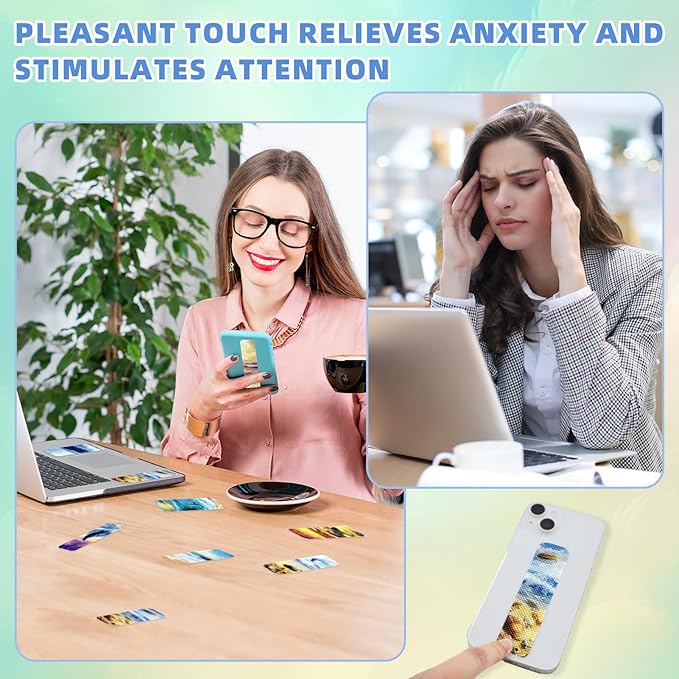 90PCS Sensory Stickers – 2 Textured Surface, Storage Box Included – Sensory & Calming Strips for Office, Classroom Desk, Teachers, Adult Stickers for Anxiety Relief, Stress (Ocean)