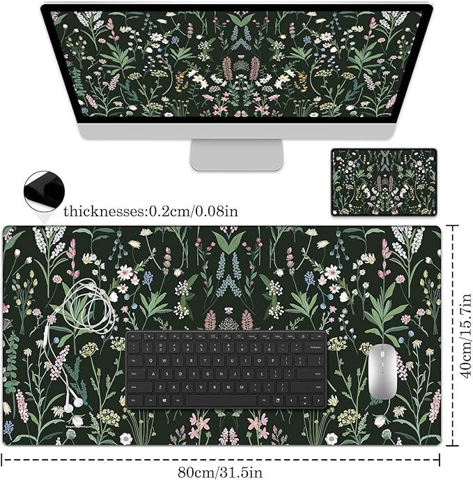Desk Pad Protector, Mouse Pad, Office Desk Mat, Non-Slip PU Leather Desk Blotter, Laptop Desk Pad, Waterproof Desk Writing Pad for Office and Home (A04-GFAP)