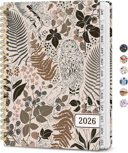 2026 Planner, Weekly and Monthly Planner for Women, Jan 2026 - Dec 2026 Pretty 2026 Calendar Planner with Monthly Tabs, Inner Pocket, Spiral Binding, Perfect for Office Home School - 6.3" x 8.5", Magical Forest