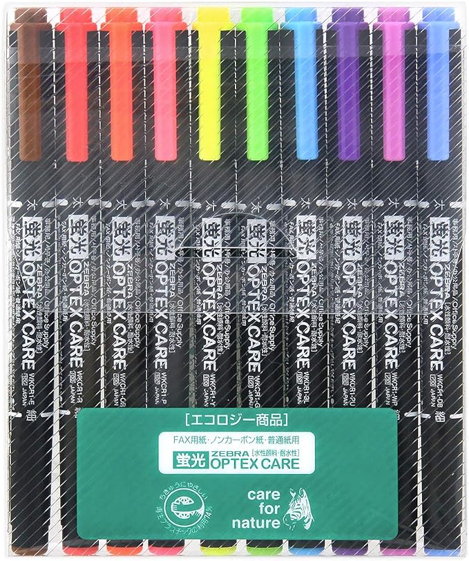 ZEBRA WKCR1-10C Highlighter, Optex Care, 10 Colors