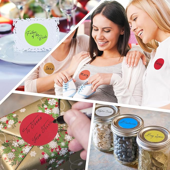 ChromaLabel 2 Inch Circle Sticker Labels, Easy to Write On Round Colored Stickers, High Visibility Removable Stickers - 500 Sticky Dots per Roll, Red Dot Sticker