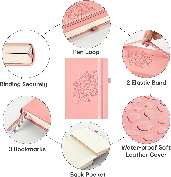 &And Per Se Lined Journal Notebook for Women&Men with Pattern, 365 Pages, 5.7'' x 8'' 100GSM Thick Paper, A5 Journals for Writing, Valentine's Day Gift Journal for Her (Blush)