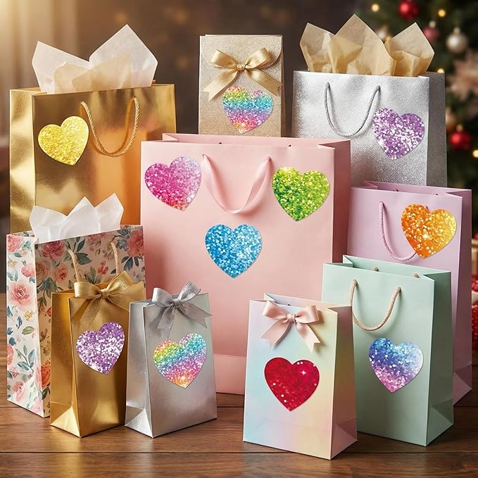 Teling 24 Pack Valentine's Day Sticky Notes Heart Shape Sticky Notes 3 x 3 Inch Sequins Notepads Bulk Cute Memo Pads for Galentines Party Gifts School Office Supplies (Bright)