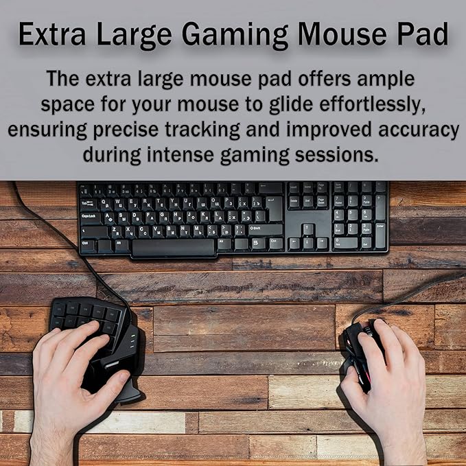Computer Desk Pad, Gaming Mouse Pad Large Mousepad, The Mousepad Non-Slip Rubber Base Waterproof with Stitched Edges, 35.4 X 15.7 inch for Work/Game/Office/Home Old Wood Plank Background
