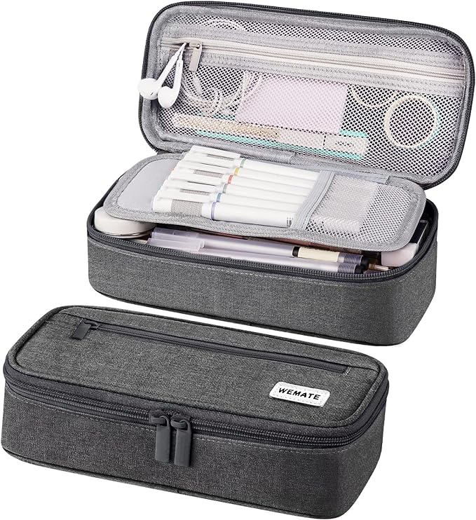 WEMATE Pencil Case, Large Storage Organizer for Stationery, Back - to - School Essential, Teacher Must - have, Big Pencil Pouch, Marker Case School Supplies for College & High School