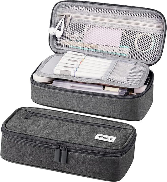 WEMATE Pencil Case, Large Storage Organizer for Stationery, Back - to - School Essential, Teacher Must - have, Big Pencil Pouch, Marker Case School Supplies for College & High School