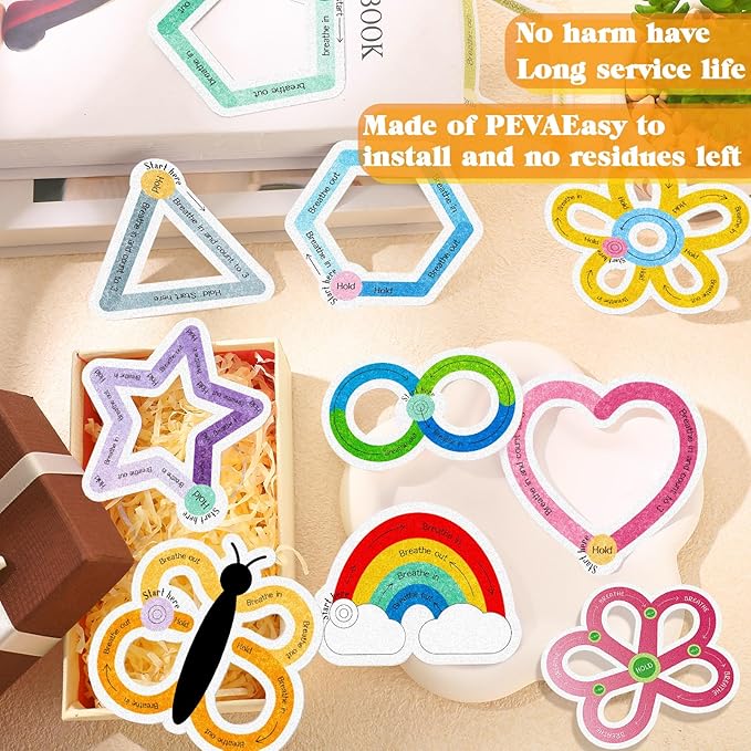 Crtiin 80 Pcs Anxiety Sensory Stickers with Inspirational Quotes Calm Textured Relief Mental Health Stickers Office Adhesive Sensory Tape Anti Stress for Adults(Vibrant)