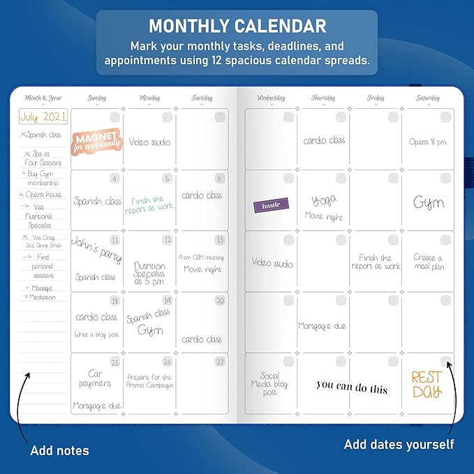 GoGirl Weekly Schedule Planner – Hourly Work & Life Planner with Time Slots – Vertical Agenda Organizer for Daily Productivity, A5 (Mystic Blue)