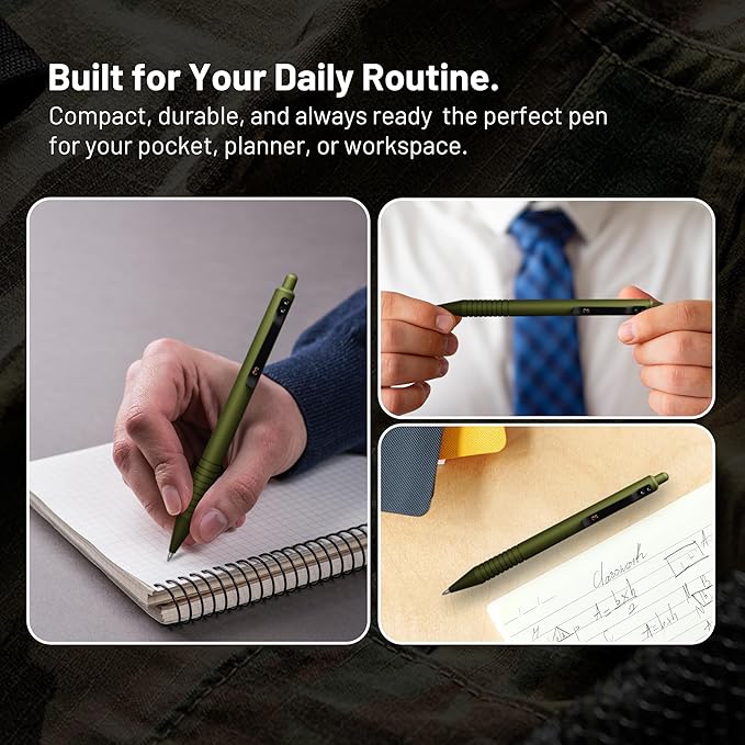 Everyman OD Green Super Matte Grafton Pen & Refill Set | Refillable Metal 0.7mm Gel Pen with 3 Smooth Black Ink Refills | Premium EDC Writing Tool for Office, Work, Travel & Gifting