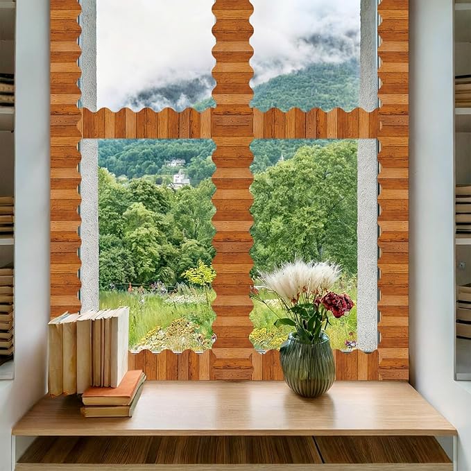2 Rolls Wood Grain Bulletin Board Borders, 65.6 Ft Dark Wood Scalloped Border Trim for Home Office School Classroom Bulletin Board Wall Chalkboard Decor