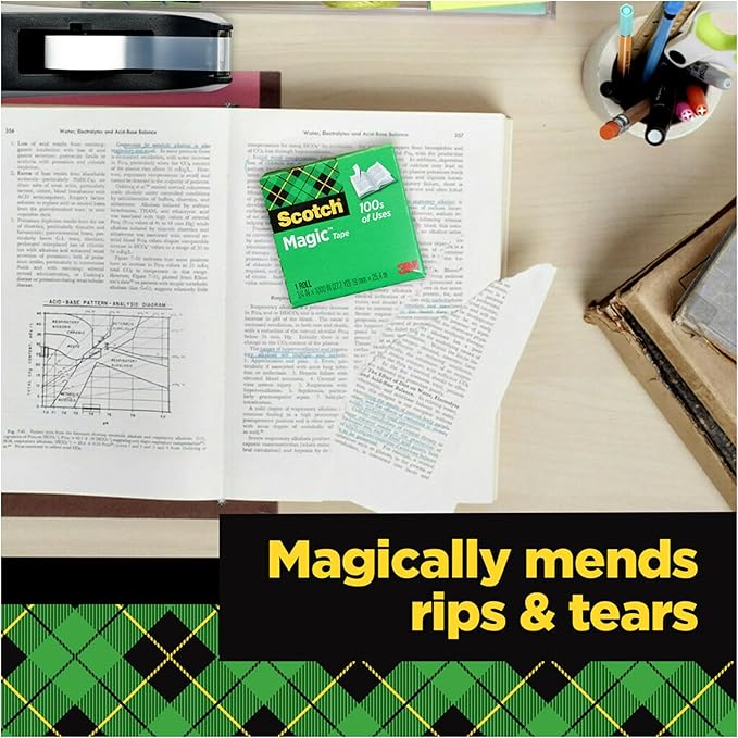 Scotch Magic Tape, Invisible, Home Office Supplies and Back to School Supplies for College and Classrooms, 12 Rolls