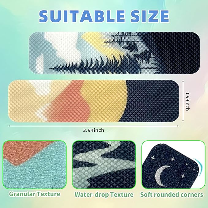 90PCS Sensory Stickers – 2 Textured Surface, Storage Box Included – Sensory & Calming Strips for Office, Classroom Desk, Teachers, Adult Stickers for Anxiety Relief, Stress (Landscape)