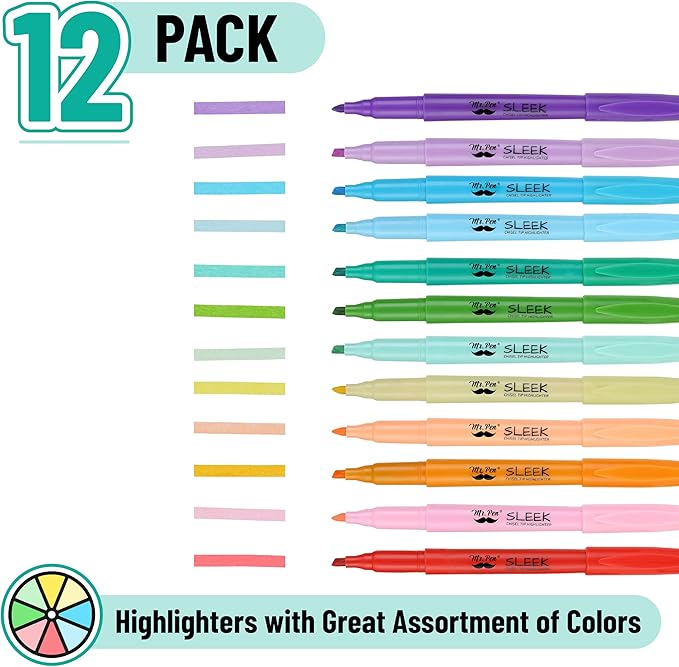 Mr. Pen- Pastel Highlighters, 12 Pack, Assorted Colors, Fast Dry, Highlighter, Set, Bible Journaling Highlighter, Marker