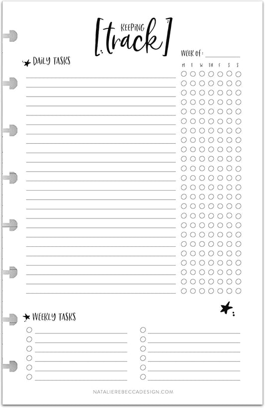 BetterNote Keeping Track Refill Pages for Discbound Notebook, Habit Tracker, Fits Disc TUL, Daily Weekly To Do, Happy Planner, ARC, Levenger Circa, Talia (Whimsy- 12 months, 8-Disc, 5.5"x8.5")