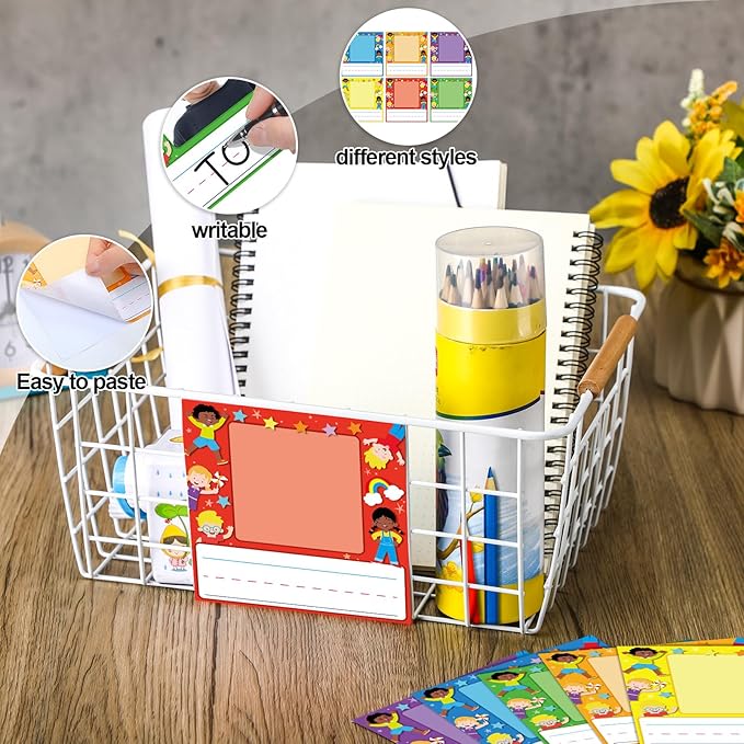 36 Pcs Kids Photo Nameplates for Desk Kids Name Tags Labels Stickers with Photo Space Self-Adhesive Labels Bulletin Board Colorful Classroom Decoration for Desk Bins Cubbies Office (Kids)