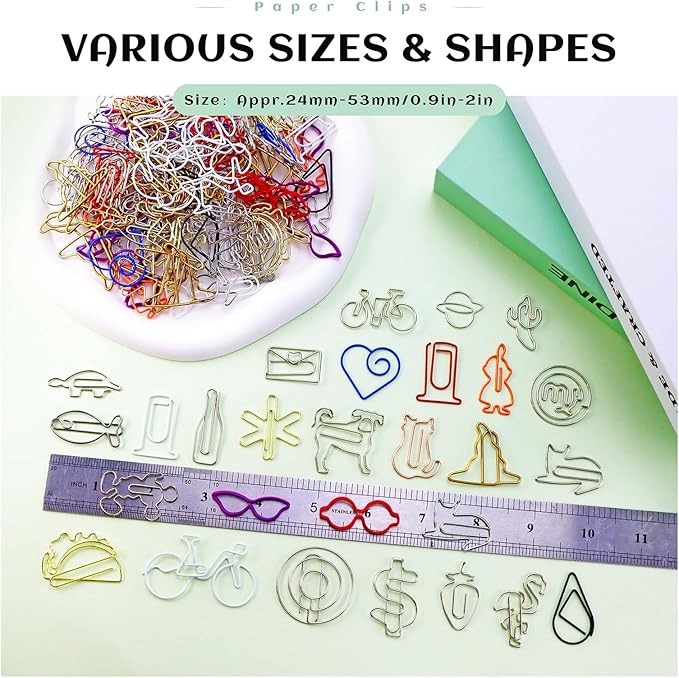150 Pcs Mixed Cute Paper Clips, Assorted Colors Bookmark Paperclips, Fun Office Supplies Gifts for Students, Kids, Teachers (Random Shaped)