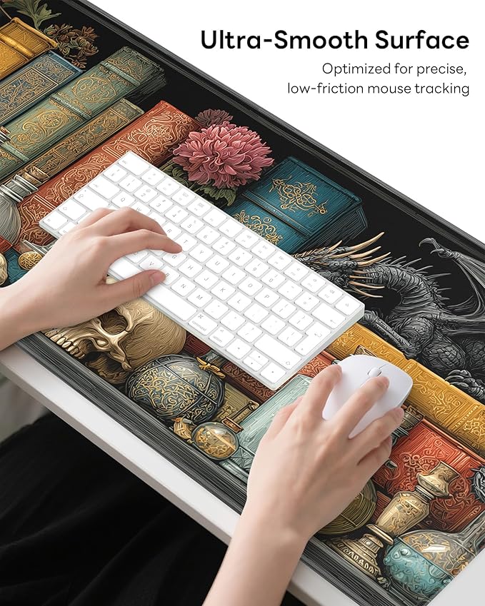 XL Gaming Mouse Pad, 31.5x17.5'' Large Desk Mat with Anti-Slip Rubber Base & Stitched Edges for Gaming, Office, Home - Lizard House
