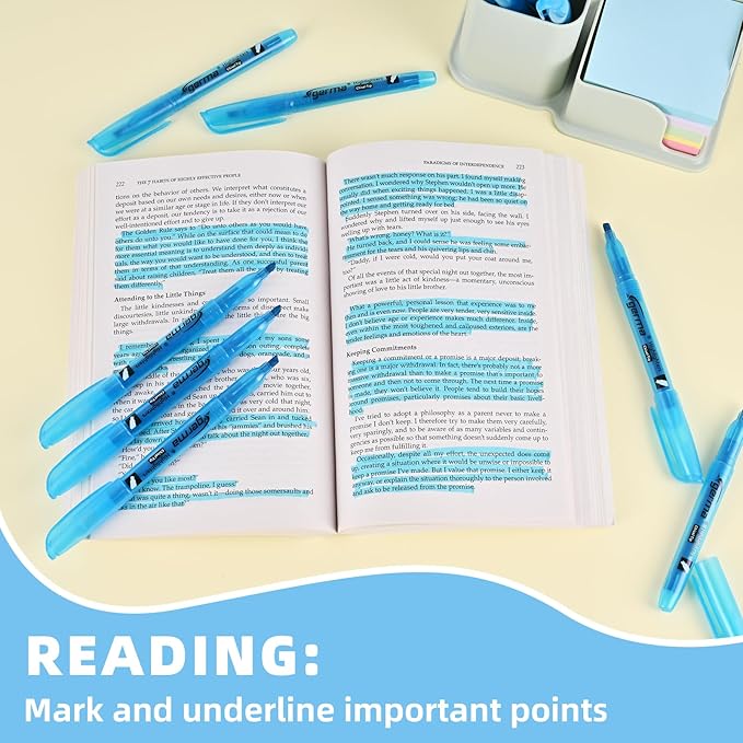 Blue Highlighters 30 Pack, Chisel Tip Highlighter Bright Color, Dry Quickly, Smudge Proof Perfect for Students Adults Studying, Organizing, Coloring, Highlighting in Classroom, School, Office