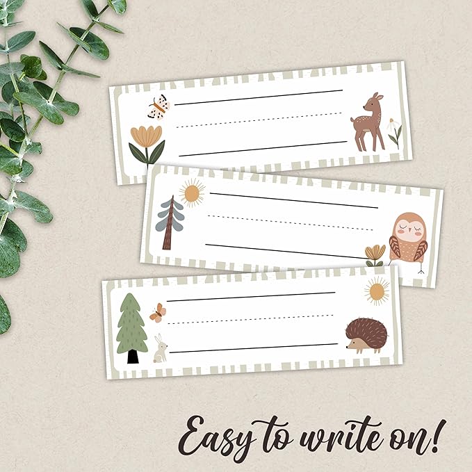 Jungle Animals Self-Adhesive Student Name Tags -Woodland Animals Name Plate Stickers for Teens -45 Pcs Funny Multipurpose Name Label Favors & Supplies for Classroom Desks Bulletin Boards School -A04