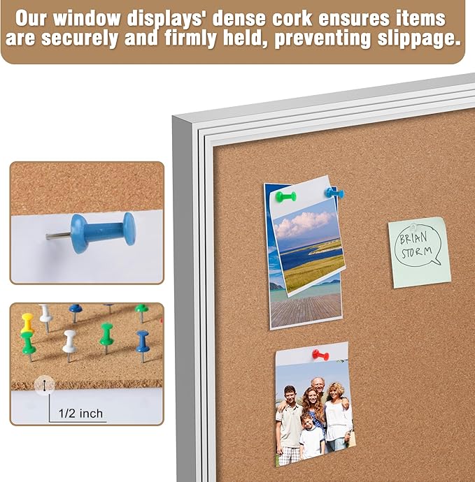 Mifuro 48"x30" Enclosed Bulletin Board, Outdoor Lockable Weather-Resistant Aluminum Cork Noticeboard for School & Office, Silver Frame w/Cork
