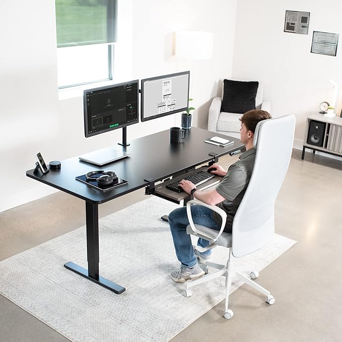 VIVO Large Clamp-on Computer Keyboard and Mouse Under Desk Slider Tray, 27 x 11 inch Pull Out Platform Drawer, Gray, MOUNT-KB05GY