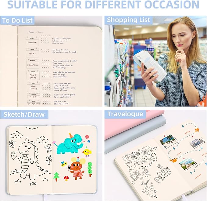 BOBO RABBIT Blank Journal Small Pocket Leather Notebook No Lines for Drawing Plain Sketch Book Cute Cartoon Capybara Unlined Journal for Travel Work School, 200 Pages, 3.7"X5.9"