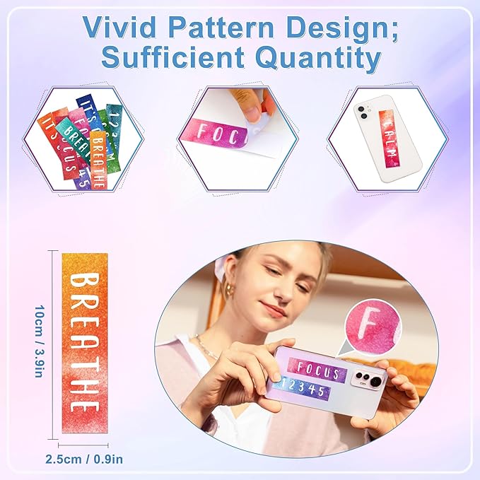 50PCS Calm Stickers for Anxiety Sensory Stickers for Relieve Adults Kids Teens Fidgets Stress Office&Classroom Supplies Anxiety Relief Items with Tactile Textured Surface Patterns(Letter)