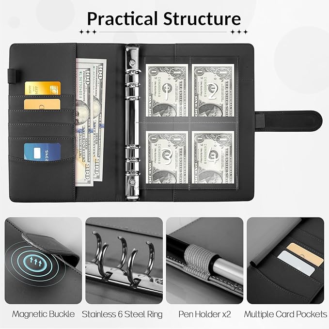 Sooez 100 Envelope Money Saving Challenge Book with 100 Pocket Pre-Numbered & Reusable Laminated Tracker, Money Saving Binder 100 Pocket Pre-Numbered,Money Book, Cool Christmas Gifts