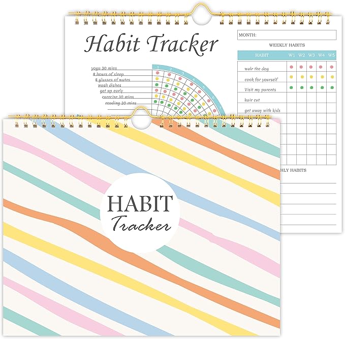 Habit Tracker Journal - Habit Tracker Calendar with Spiral Binding–Undated Weekly and Monthly Habit Tracker to Boost Productivity with Habits Goals, 12Months, 8.5"x11”
