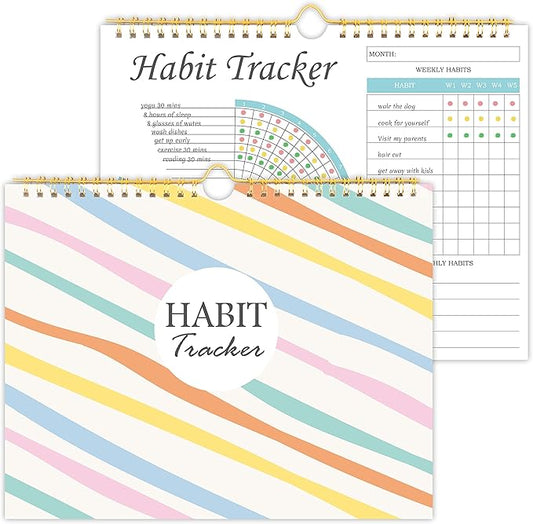 Habit Tracker Journal - Habit Tracker Calendar with Spiral Binding–Undated Weekly and Monthly Habit Tracker to Boost Productivity with Habits Goals, 12Months, 8.5"x11”