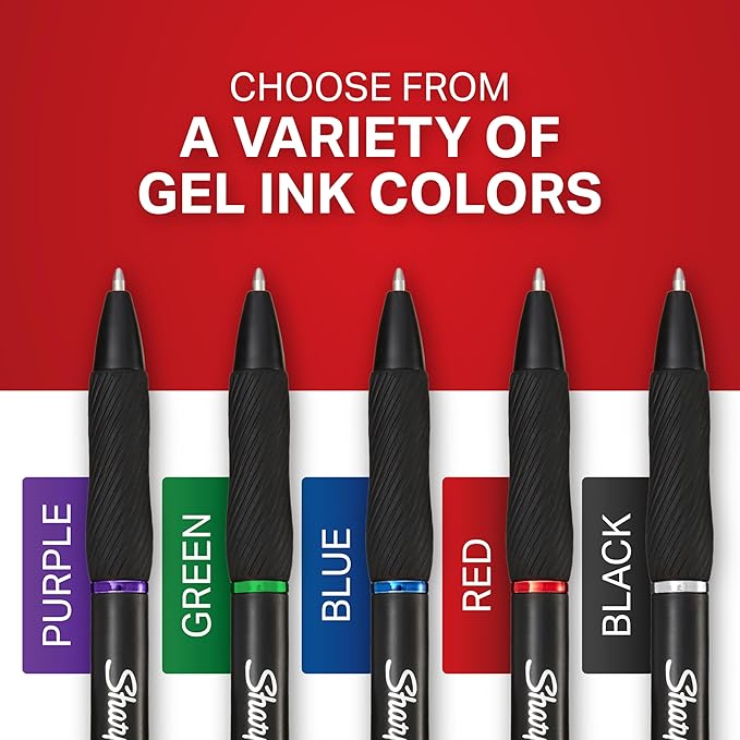 Sharpie S-Gel Gel Pens Ultra Fine Point (0.38mm) Black 24 Count, Pack of 6