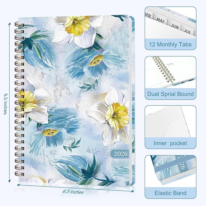 2026 Planner, Weekly and Monthly Calendar Planner Organizer, January-December, Academic Planning Agenda Book, Office School Home Suppiles for Women & Men, 6.3" × 8.5"